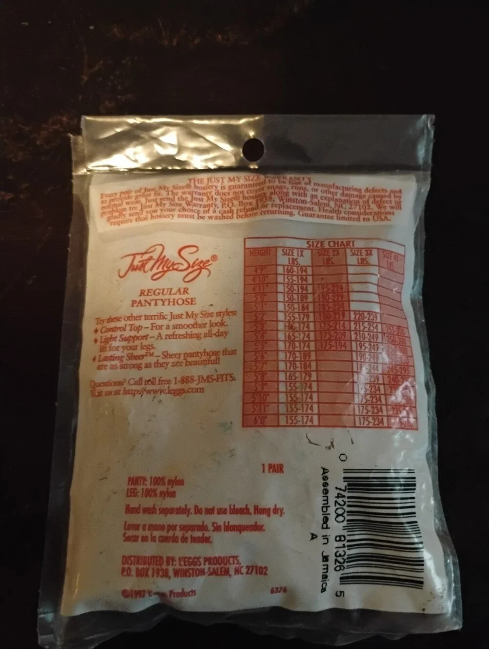 Vintage 1997 Just My Size Pantyhose 3X Nude Sheer Toe New Old Stock
